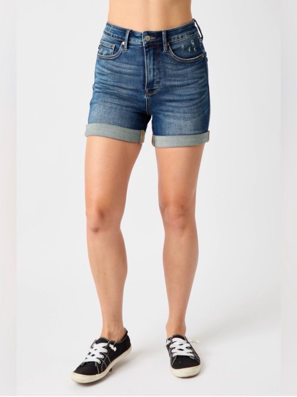 Judy Blue WOMEN L shorts hi waist rolled cuff